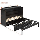 TCMILA Queen Size Murphy Cabinet Bed with Large Storage Drawers and USB, Foldable Murphy Bed Frame with Wood Slat Support, Space Saving, for Kids Boys Girls Adults, Espresso TCMILA