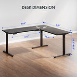 FLEXISPOT L Shaped Standing Desk, 71 x 63 Inch Electric Height Adjustable Corner Desk, Sit Stand Computer Workstation, Preset Controller, Home Office, Black Frame with Black Top FLEXISPOT
