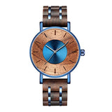 WASTIME Wooden Watch for Men Women, Stylish Chronograph Military Casual Calendar Wood Watches (B-Blue) WASTIME