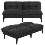 Vongrasig Futon Sofa Bed Velvet Futon Couch with Adjustable Backrest, Small Convertible Folding Sleeper Sofa Bed, Modern Loveseat for Living Room, Bedroom and Small Space, Black Vongrasig