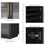 BELLEZE Coffee Wine Bar Cabinet with Power Outlet, 72" Rustic Liquor Cabinet, Tall Buffet Cabinet with Storage Kitchen Pantry Cupboard Wine& Glasses Rack Server with Hutch for Home Dining Room, Ebony BELLEZE