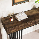 Tribesigns 55-Inch Console Table for Entryway, Industrial Hallway Table with Stylish Metal Frame, Sofa Foyer Table for Living Room, Entrance, Brown & Black. Tribesigns