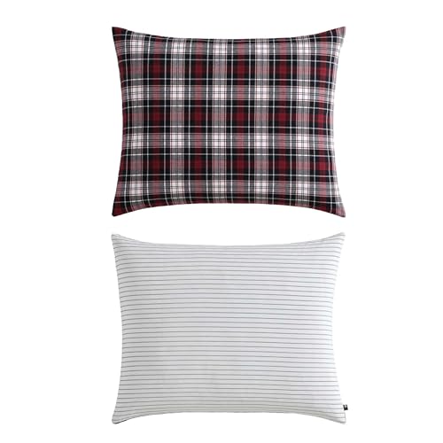 Tommy Hilfiger - Duvet Set, Luxuriously Soft Yarn-Dyed Cotton Bedding with Matching Sham, Plaid Design (Essential Tartan Red, Twin) Tommy Hilfiger