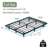 HusDream Floating Bed Frame Full LED Metal Platform Bed Frames 8 Inch Modern Bed with Charging Station,Heavy Duty Mattress Holder No Box Spring Needed,Stable & Anti-Noisy(8 Inch, Full) HusDream