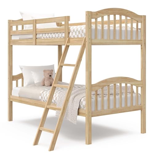 Storkcraft Long Horn Twin-Over-Twin Bunk Bed (Natural) - GREENGUARD Gold Certified, Converts to 2 Individual Twin beds Storkcraft