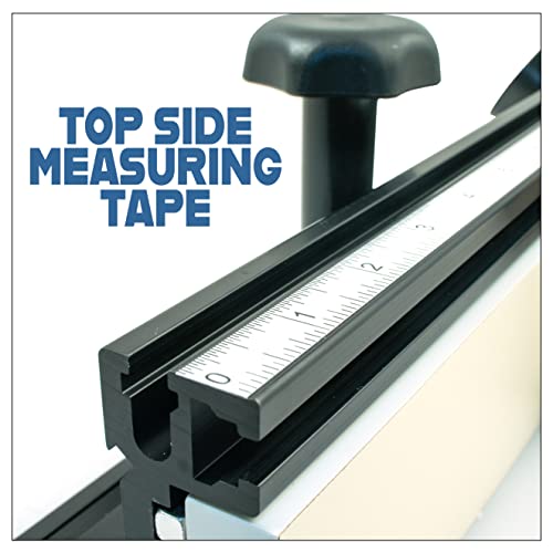 Peachtree Woodworking 32 inch Deluxe Router Table Fence with Featherboard •1/4 inch Aluminum Shims •Aluminum Extruded L Fence with Shim Offset Peachtree Woodworking