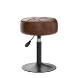 LUE BONA Adjustable Swivel Vanity Chair, Brown Faux Leather Stool for Makeup Room, Small for Bathroom, Living Room LUE BONA