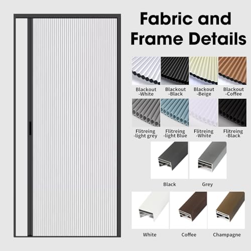 MaKefeile No-Drilling Interior Accordian Door,Sliding Folding Door with Aluminum Frame and Blackout Cellular Fabric, Room Divider Panels for Patio Closet Barn Hallways Shower Doors, Customize, Black MaKefeile