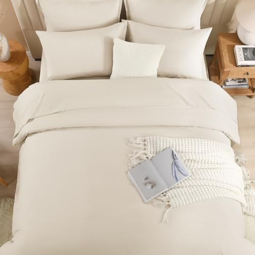 Litanika California King Comforter Set Beige - 7 Pieces Bed in a Bag Cal King Bedding Comforter Sets, Plain Lightweight Bed Set with Comforter, Sheets, Pillowcases & Shams Litanika