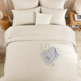 Litanika California King Comforter Set Beige - 7 Pieces Bed in a Bag Cal King Bedding Comforter Sets, Plain Lightweight Bed Set with Comforter, Sheets, Pillowcases & Shams Litanika