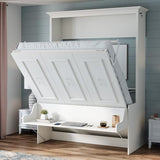 Xtraroom Alegra Queen Murphy Bed with Desk | Engineered and Solid Wood Construction | Smooth Painted Finish - No Melamine Used |Perfect for a Home Office Guest Bed | Murphy Desk Bed Queen Size Xtraroom