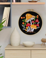 ERKOON Embroidery Kit for Beginners, Flower Cross Stitch Set for Include Embroidery Cloth Hoops Threads for Craft Lover Hand Stitch with Embroidery Skill Techniques (Mushroom)