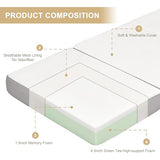 Lazyzizi Folding Mattress, 6 Inch Memory Foam Tri-fold Mattress with Breathable & Washable Bamboo Fiber Fabric Cover, Foldable Floor Guest Bed for Camping, Road Trip, Twin Lazyzizi