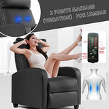 Pazidom Recliner Chair, Massage Chair Reclining Chair Sofa Lounge Chair Living Room Chair with Footrest, PU Leather Reading Chair Lounge Chair for Home Room, Black Pazidom