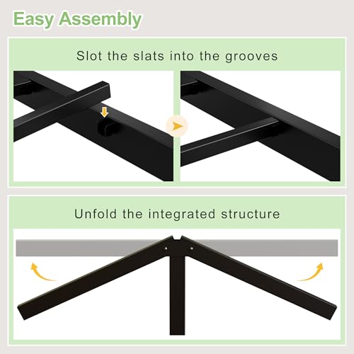 Lutown-Teen 12 Inch King Size Bed Frame with Headboard and Footboard, Classic Metal Platform King Bed Frame, Under Bed Storage, No Box Spring Needed, Easy Assembly, Noise Free, Black Lutown-Teen