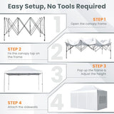 Tangkula 10x14 FT Pop Up Canopy, Outdoor Tent with 4 Sidewalls, Roll-up Door, Wheeled Bag, 4 Sandbags, 8 Stakes, 4 Wind Ropes, Portable Canopy Tent for Beach Party Event Camping (White) Tangkula