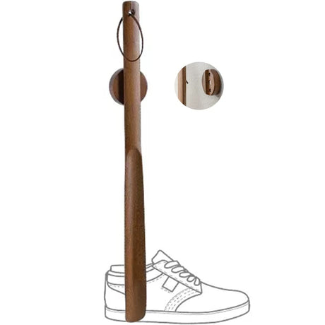 Shoe Helper for Seniors Japanese Style Medium and Long Handle Magnetic Suction Shoehorn, Double Storage Design Beech Shoe Helper, Wear Shoe Tool (Color : Brown, Size : 50 * 3.5cm) WoodArtSupply