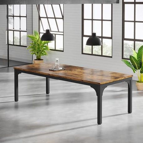 Trggivs 6.56 FT Conference Table, Super Sturdy Large Rectangle Meeting Seminar Table for 8 Person, Long Business Tables (Brown, 1PC) Trggivs