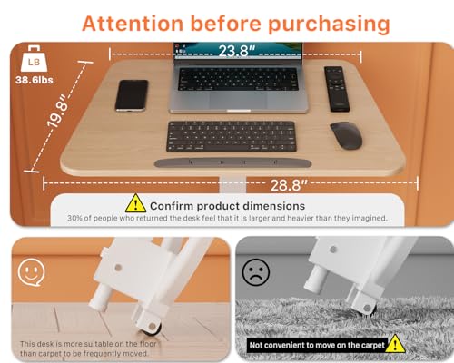 JOY worker Foldable Mobile Standing Desk, Pneumatic Height Adjustable Sit Stand Desk, 90° Tiltable Rolling Laptop Desk, Portable Cart with Wheels Non-Slip Mat for Home Office, Holds Up to 22lbs JOY worker