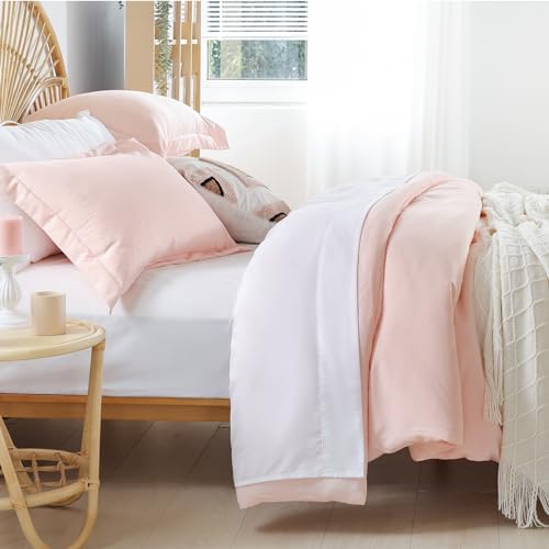 weigelia Twin Comforter Set 5 Pieces Pink Comforter Set Soft Blush Pink Bed Set Twin Bedding Set for Girls with Comforters, Flat & Fitted Sheets, Pillowcases & Shams weigelia