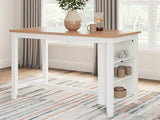 Signature Design by Ashley Gesthaven Farmhouse Counter Height Dining Table with 3 Shelves and Trestle Base, Light Brown & White Signature Design by Ashley