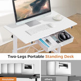 COMHOMA Small Standing Desk Adjustable Height Small Computer Desk Mobile Portable Rolling Laptop Table with Wheels 32" Computer Workstation Sit Stand Desks Portable Standing Table Treadmill desks COMHOMA