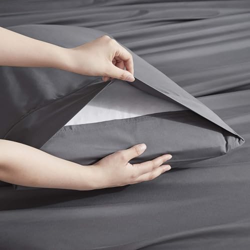 Nestl Extra Deep Cal King Sheet Set - 6 Piece Breathable & Cooling Sheets - Hotel Luxury Bedding Set w/18-24 Inch Deep Pockets - Easy & Secure Fit - Super Soft, Wrinkle Free & Comfy - Dark Gray Nestl