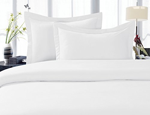 Elegant Comfort Elegance Linen 1500 Thread Count Wrinkle Resistant Ultra Soft Luxurious Egyptian Quality 3pc Duvet Cover Set, Solid, King/California King, White Elegant Comfort