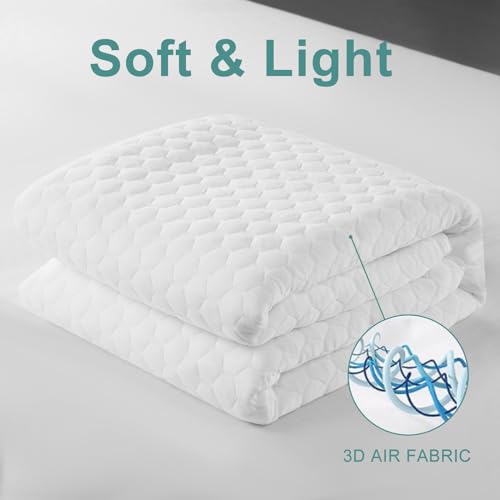 Premium Waterproof Mattress Protector Queen Size,4D Air Cooling 300GSM Mattress Cover,Breathable All-Round 360° Bed Mattress Pad Noiseless Vinyl Free (White,Queen) MERITLIFE