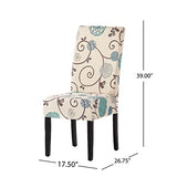 Christopher Knight Home Pertica Fabric Dining Chairs, 2-Pcs Set, Polyester White And Blue Floral Christopher Knight Home