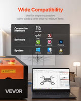 VEVOR 45W CO2 Laser Engraver, 12 x 8 in, Desktop CO2 Laser Engraver Cutter Machine with Rotary Axis, Air Assist, Engraving Machine Compatible with LightBurn CorelDRAW GRBL, for Wood Acrylic Glass VEVOR