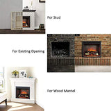 RICHFLAME Gavin 23 Inches Electric Fireplace Insert with Log Speaker, Designed for Stud, Wood Burning Opening, Cabinet & Wood Mantel, Remote Control, 750/1500W, Black RICHFLAME