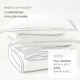 Lush Decor Hampton Double Flange Embroidered Contrast Edge Cotton Comforter Set, 3 Piece Set, King, White & Black - Hotel Bedding Set - Black Trim - White Comforter - Minimalist Decor Lush Decor