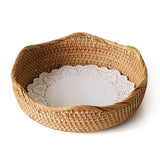 Wicker Bread Baskets for Serving, Handwoven Rattan Fruit Basket Wicker Basket, Fruit Bowl Wicker Baskets for Gifts, Woven Basket for Organizing Bread Fruit, Decorative Bowl for Kitchen Dinging Room M S310