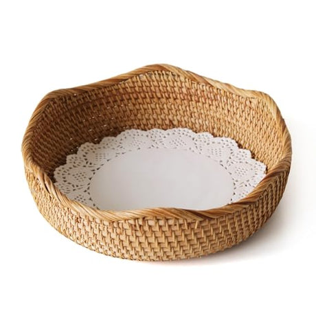 Wicker Bread Baskets for Serving, Handwoven Rattan Fruit Basket Wicker Basket, Fruit Bowl Wicker Baskets for Gifts, Woven Basket for Organizing Bread Fruit, Decorative Bowl for Kitchen Dinging Room M S310