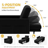 DWVO Convertible Sleeper Chair, 3-in-1 Sofa Bed with Reclining Backrest, 75" Single Sleeper Couch with Pull-Out Bed and Wide Armrest, Linen Futon Sofa for Dorm Apartment, Black DWVO