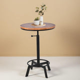 BOKKOLIK Farmhouse Bar Table 30-35.4inch Height Adjustable Rustic Bistro Pub Table for Kitchen Coffee House Vintage Cocktail Table Swivel Wooden Top BOKKOLIK