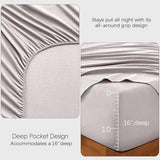 AGGBEERY 100% French Linen Sheets Natural Linen Queen Size Sheets Set, Breathable and Durable for Hot Sleepers, 4 Pcs Bed Sheets with 16 Inch Deep Pocket - 1 Flat Sheet, 1 Fitted Sheet, 2 Pillowcases AGGBEERY