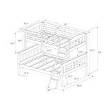 DHP Airlie Convertible Wood Bunk Bed, Stackable and Detachable Bed Frames for Kids and Teens, with Angled Ladder, High Guardrail, Wood Slats, No Boxspring Required, Twin-Over-Full, Slate Gray DHP