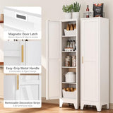 Bevivog Tall Bathroom Storage Cabinet, 67" Narrow Metal Storage Cabinets, Freestanding Tall Linen Cabinet, Slim Kitchen Pantry Cabinets with Shelves Bevivog