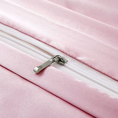 Ersmak 6 Pieces Satin Duvet Cover King Size Luxury Silky Bedding Duvet Cover Set with 1 Soft Duvet Cover, 4 King Pillowcases and 1 Body Pillowcase, Blush Pink Ersmak