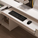 AIEGLE 61" Reception Desk with LED Lights & Lockable Drawers, Check Out Counter w/Cabinet & Display Shelves, Modern White Front Reception Desk w/Keyboard Tray for Lobbies, Salons, Retail AIEGLE