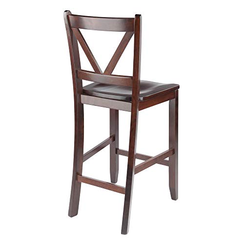 Winsome Wood Victor 2-Piece V-Back Counter Stools, 24-Inch, Brown - WoodArtSupply