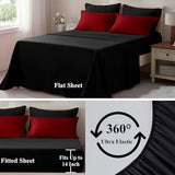 ELNIDO QUEEN® King Size Bed in a Bag 7 Pieces, Red and Black Bed Comforter Set King Size, All Season Soft Bedding Sets with Reversible Comforter, Flat Sheet, Fitted Sheet, Pillowcases and Pillow Shams