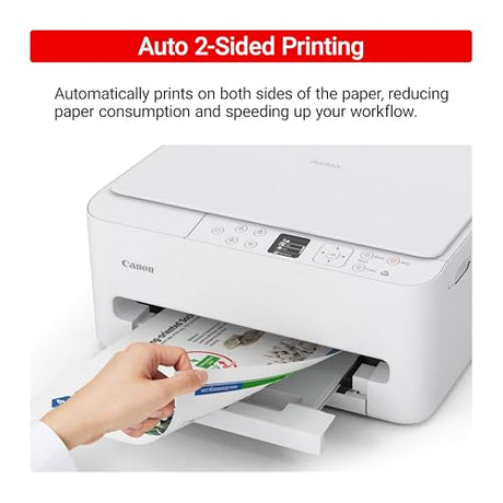Canon PIXMA TS6520 Wireless Color Inkjet Printer Duplex Printing, White – Home Printer with Copier/Scanner, 1.42” OLED Display, Intuitive Control Panel, Compact Design Canon
