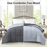 Homelike Moment Twin Comforter Duvet Insert- Grey Down Alternative Bed Comforter Twin Size, Lightweight Bedding Comforters Quilted Soft All Season Reversible Dark Gray/Light Grey Homelike Moment