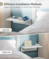 Mazjoaru White Floating Nightstand 16inch, Modern Natural Pine Wood Night Stand Floating Wall Shelves with Phone Slot, Cord Holes, Small Narrow Nightstands Bedside Tables for Bedroom Dorm Bedside Mazjoaru