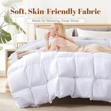 Cosybay Full Size Feather Down Fiber Comforter - Ultra Soft 100% Cotton Duvet Insert, All Season Hotel Luxury Bedding with Corner Tabs, 82"x86" White Cosybay