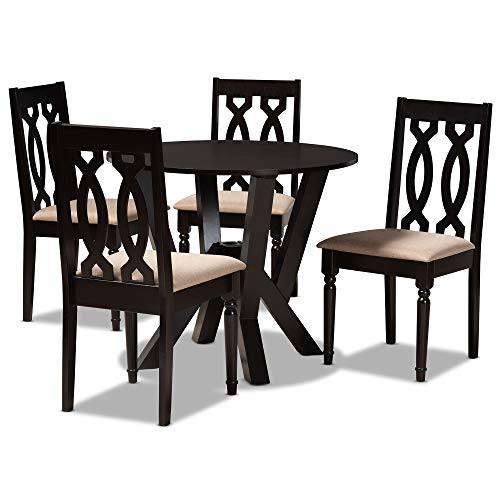 Baxton Studio Anise Modern and Contemporary Sand Fabric Upholstered and Dark Brown Finished Wood 5-Piece Dining Set Baxton Studio