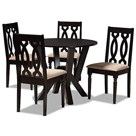 Baxton Studio Anise Modern and Contemporary Sand Fabric Upholstered and Dark Brown Finished Wood 5-Piece Dining Set Baxton Studio